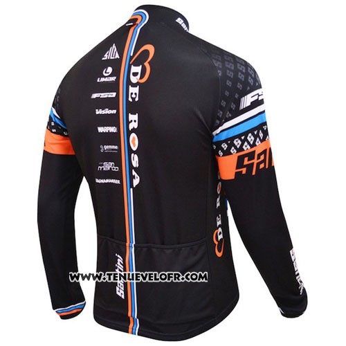2015 Maillot Ciclismo DE Rose Noir et Orange Manches Longues et Cuissard